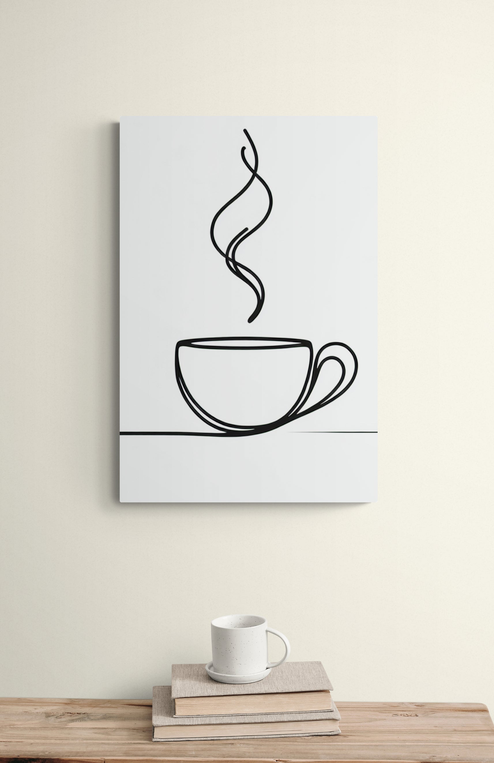 Minimal Coffee Mug Steam Canvas