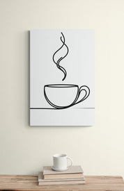Minimal Coffee Mug Steam Canvas