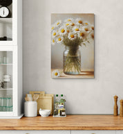 Vintage Farmhouse Style Daisies In Jar Canvas
